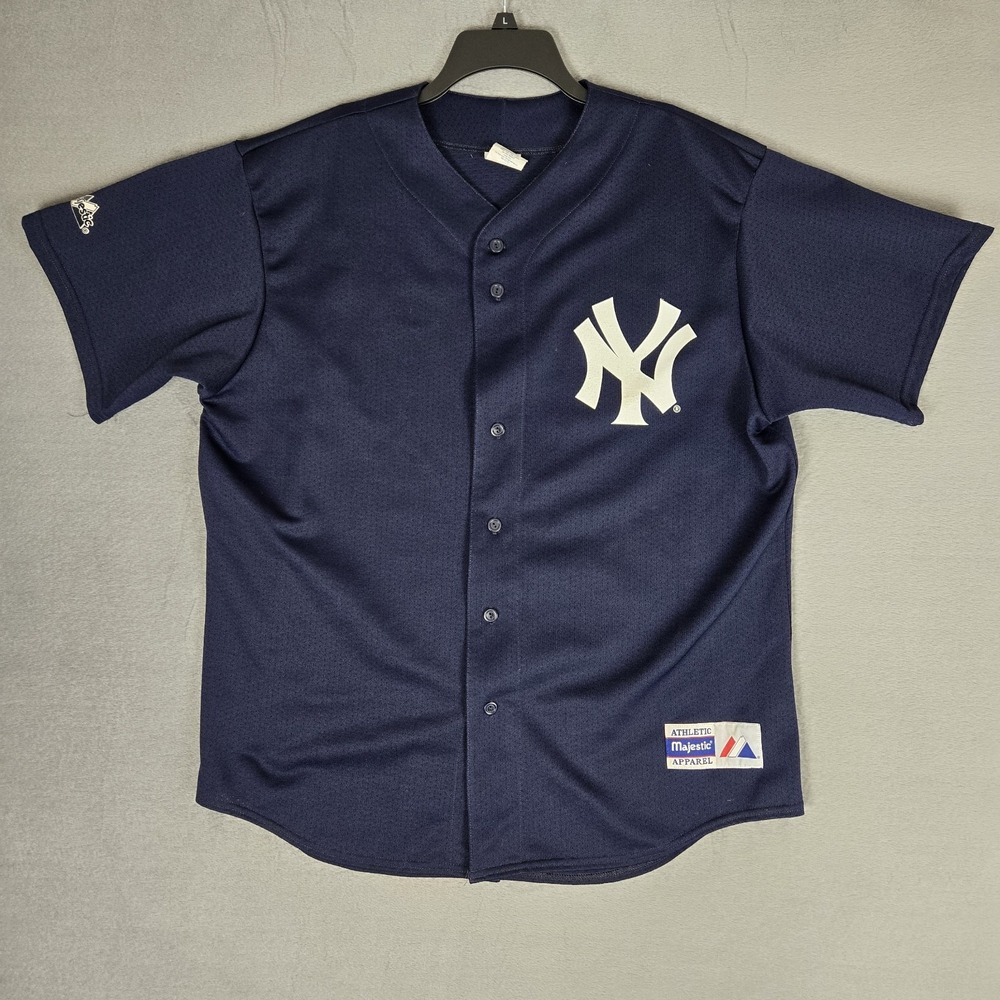 Vintage New York Yankees Jersey Mens XL Blank Logo Navy Majestic USA